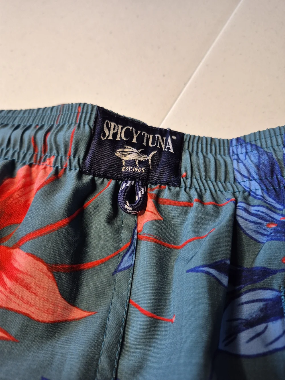 Men's Teal Floral Hybrid Shorts with Bright Orange Accents 4432/6